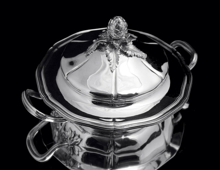ODIOT 2pc LOUIS XVI COVERED 950 STERLING SILVER VEGETABLE SERVER 1850-1899