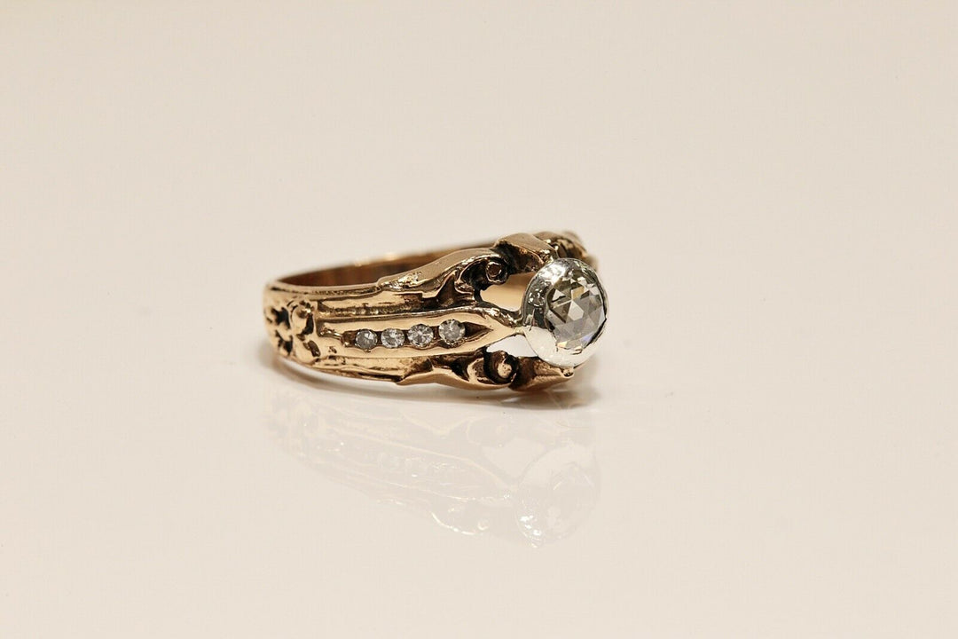 アンティーク ヴィクトリアン 14K ナチュラルローズカットダイヤモンドとダイヤモンドのリング