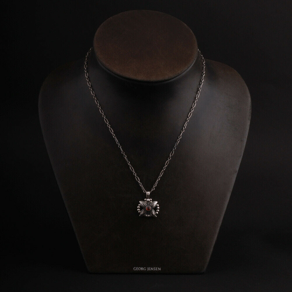 GEORG JENSEN Sterling Pendant Of The Year 1998 / 2018 Silver w. Garnet. RARE!
