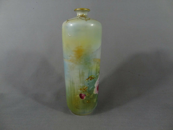 オールドノリタケ　水辺に薔薇の花瓶