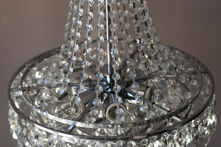 Empire Vintage Crystal Chandelier, Silver Antique Lighting French Big Light lamp