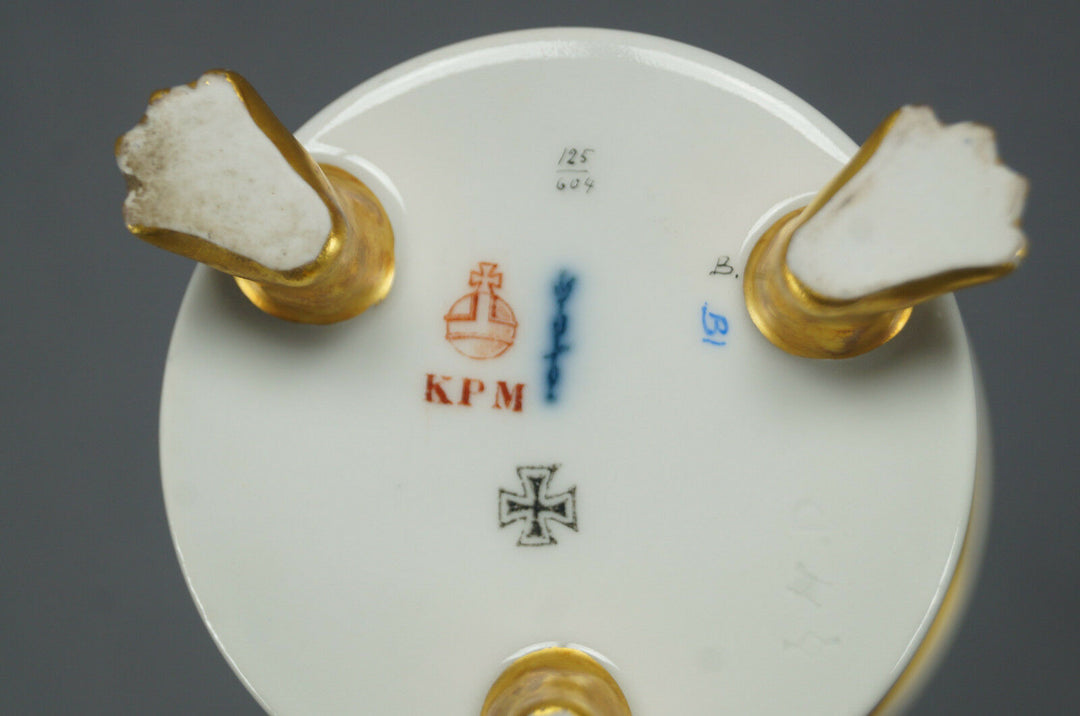 KPM Berlin WWI Brandenburg Gate & Zeppelin Cobalt Empire Cabinet Cup & Saucer