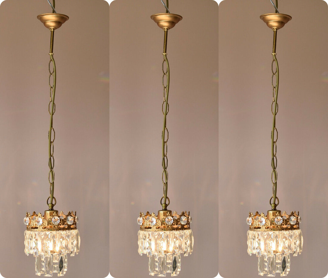 Three Matching Antique Crystal Chandeliers,Vi