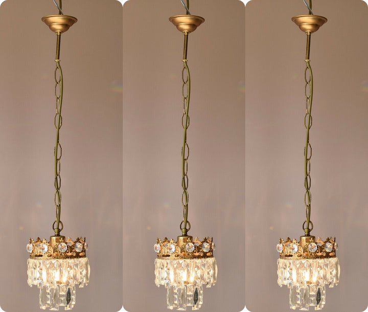Three Matching Antique Crystal Chandeliers,Vi
