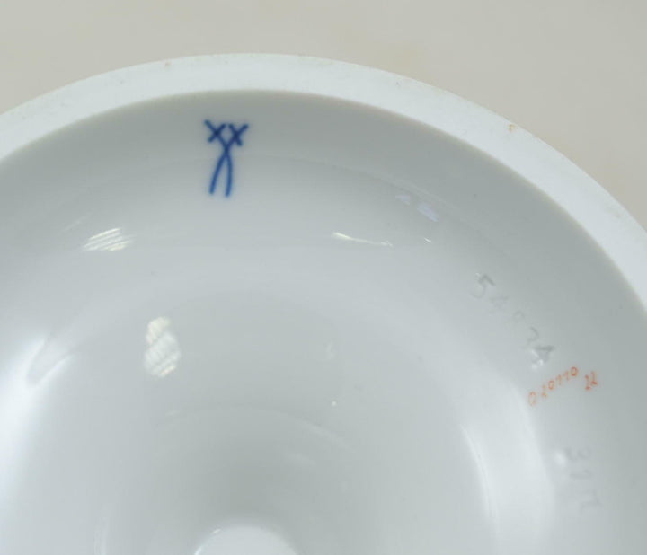 マイセン(Meissen)　脚付きコンポート　ピンクローズ　透かし皿　白磁　1級品