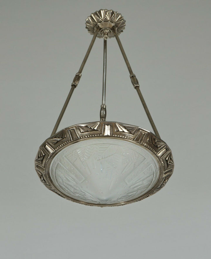 MAYNADIER & MULLER : FRENCH 1930 ART DECO CHANDELIER lamp pendant degué era
