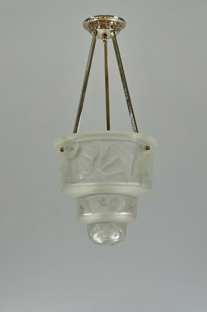 HUBENS & DEGUE : FRENCH ART DECO PENDANT CHANDELIER ....... 1930 lamp muller era