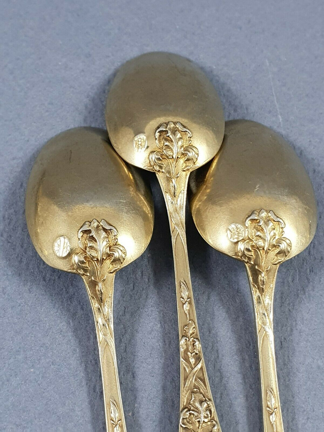 Puiforcat service à thé en vermeil Argent massif Art Nouveau Iris Cuillères