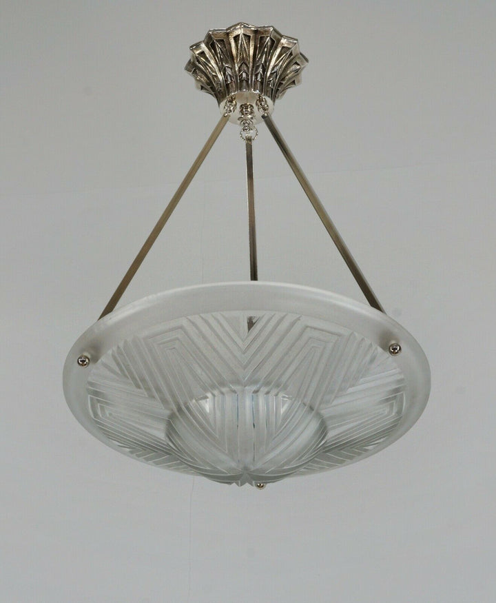 MAYNADIER : FRENCH 1930 ART DECO CHANDELIER ... lamp pendant muller era France