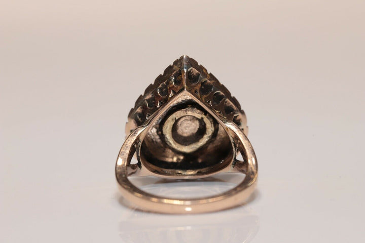 アンティーク 8K ナチュラルローズカットダイヤモンドのハートスタイルリング