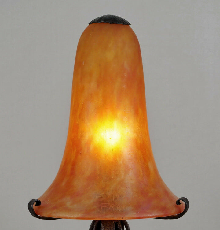 DAUM : FRENCH 1930 ART DECO LAMP wrought iron ... lampe muller era