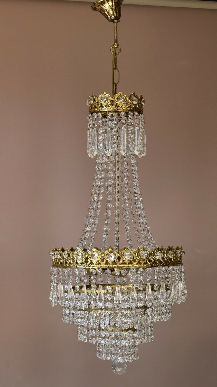 Vintage Crystal Chandelier, Antique French Style Lighting, lamp, Home Lighting
