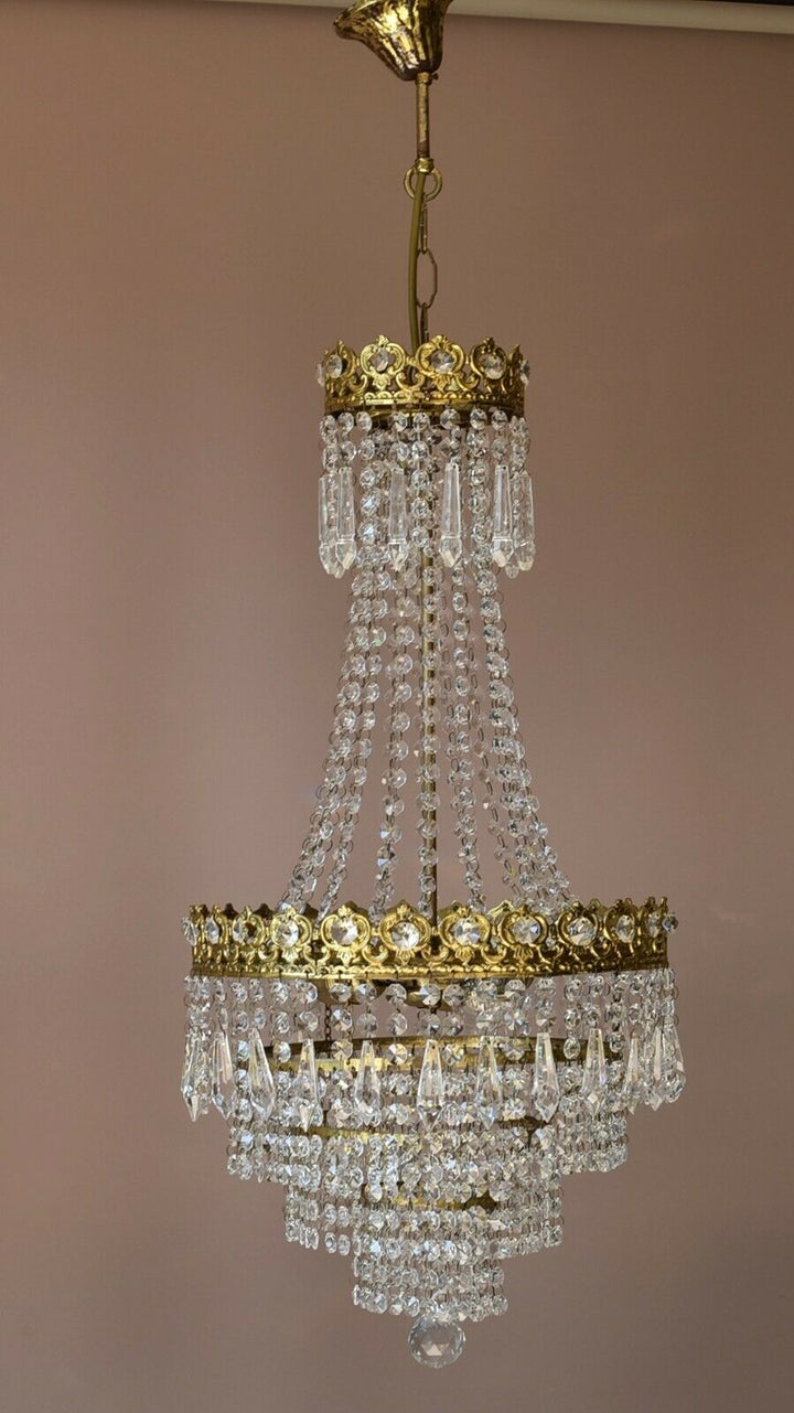 Vintage Crystal Chandelier, Antique French Style Lighting, lamp, Home Lighting