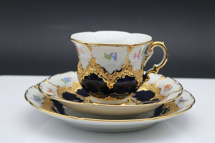 マイセンBフォーム コーヒーセット コバルトブルー小花に金彩