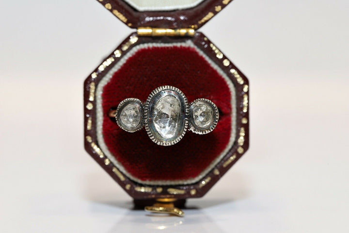 オリジナル ヴィンテージ 14K ナチュラルローズカットダイヤモンドのリング