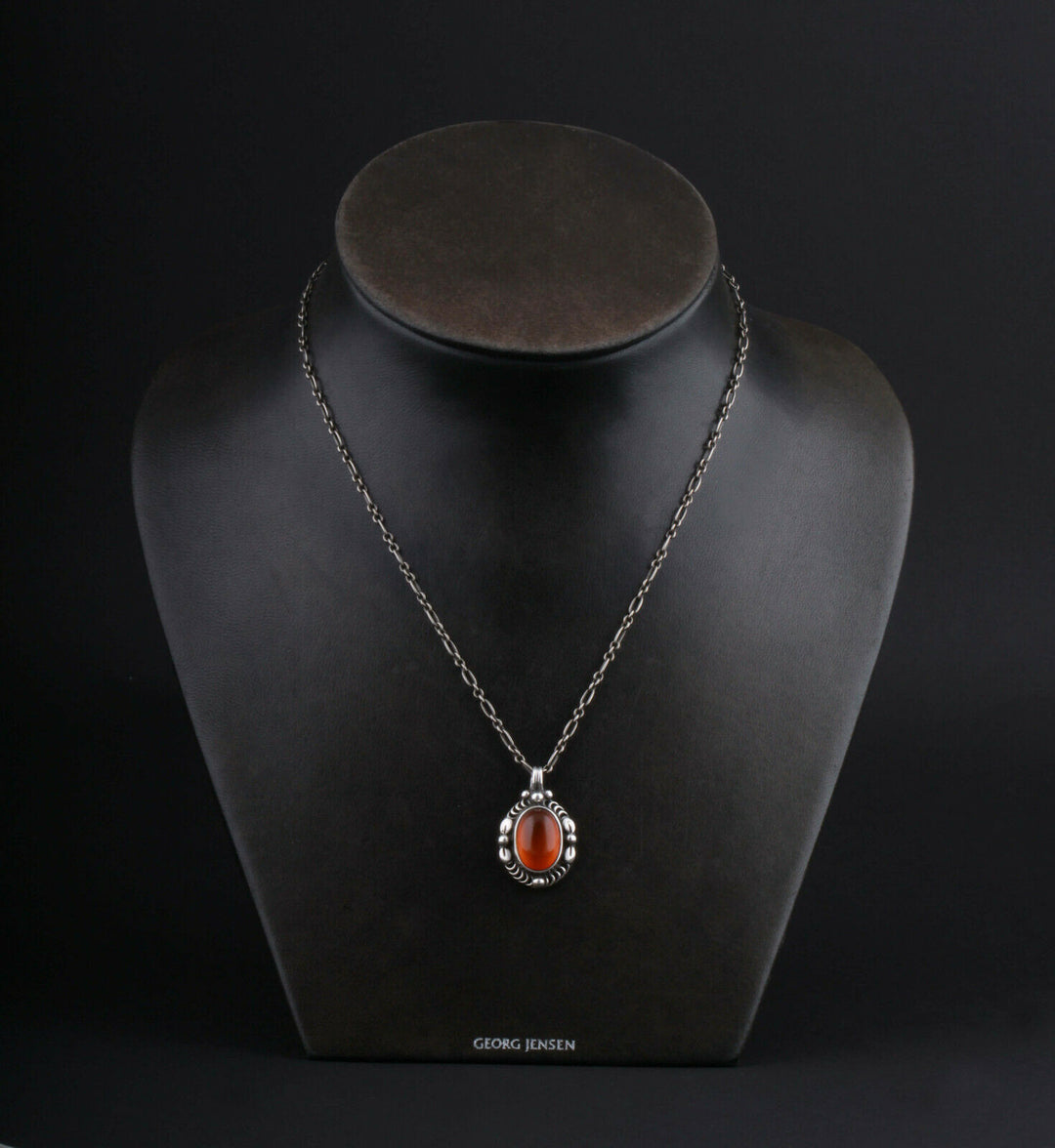 GEORG JENSEN Sterling Silver Pendant Of The Year 1995 w. Amber. DENMARK. 3412195