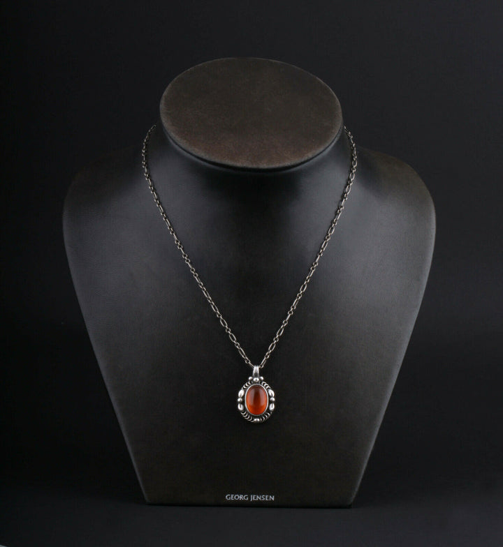 GEORG JENSEN Sterling Silver Pendant Of The Year 1995 w. Amber. DENMARK. 3412195