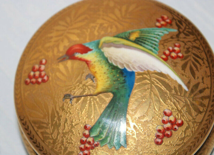 Antique French Limoges Porcelain Jewelry Box Gilded Bird France Handmade