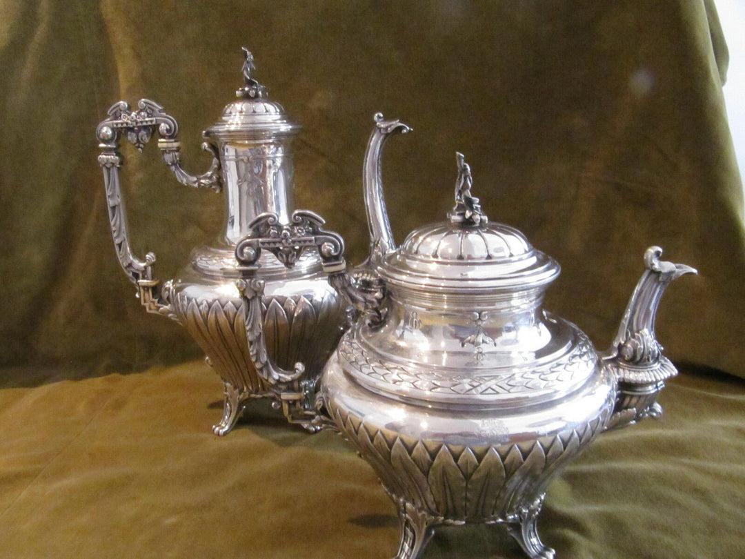 Outstanding french sterling silver tea coffee set Louis XVI st E Puiforcat Nap 3