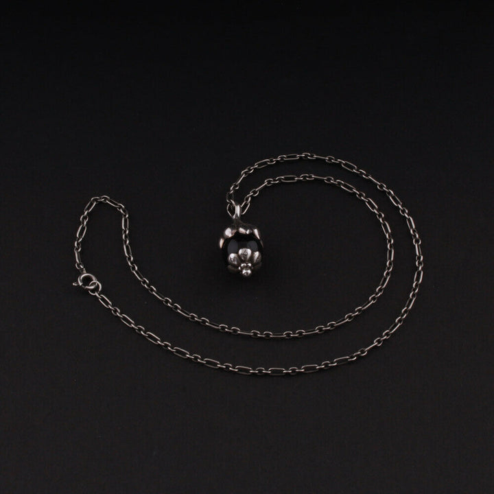 GEORG JENSEN Sterling Pendant Of The Year 1991, Onyx / Black Agate. VERY RARE!