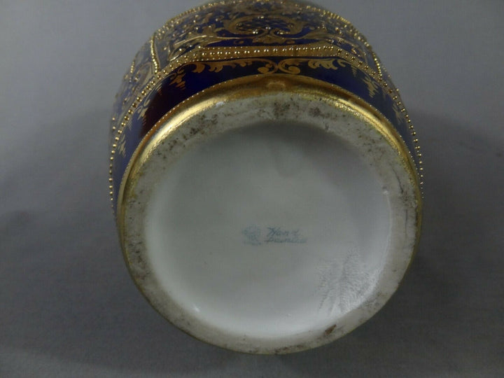 オールドノリタケ　金盛と白鳥とコバルトの花瓶