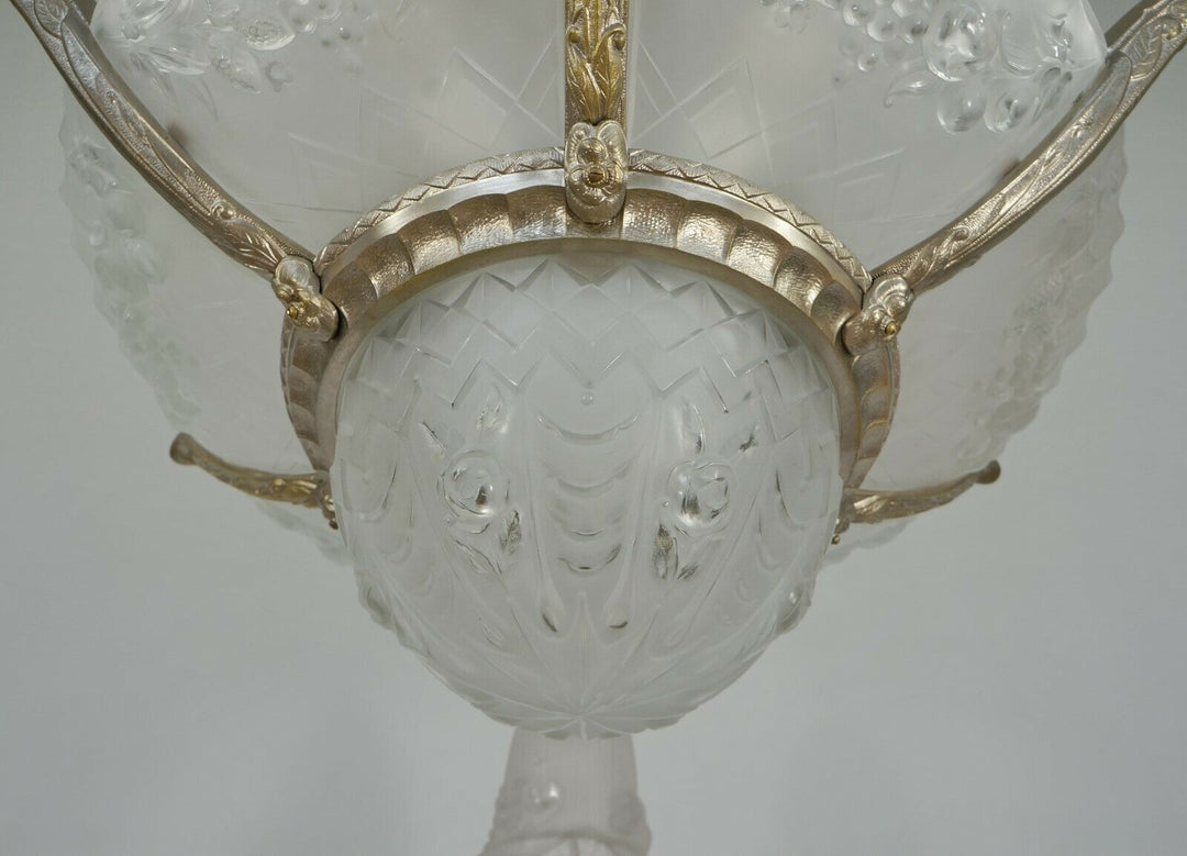 P. GILLES : LARGE FRENCH ART DECO CHANDELIER 1930 ..... lamp lustre muller era