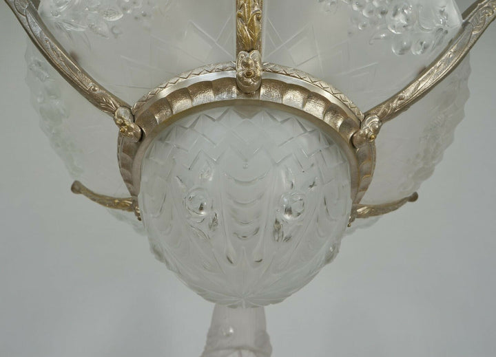 P. GILLES : LARGE FRENCH ART DECO CHANDELIER 1930 ..... lamp lustre muller era