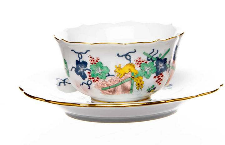 マイセン　カップ＆ソーサーセット　空飛ぶ狐とリス　ノイエアウスシュニット　ケンドラー