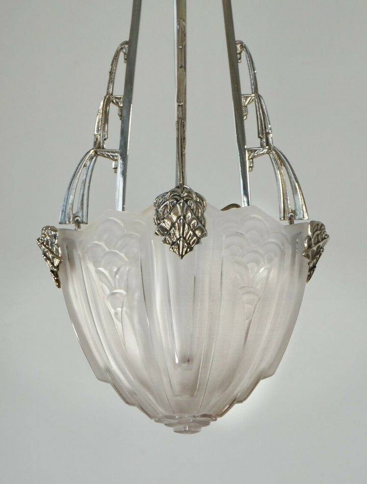 MAYNADIER & SCHNEIDER : FRENCH 1930 ART DECO CHANDELIER lamp pendant muller era