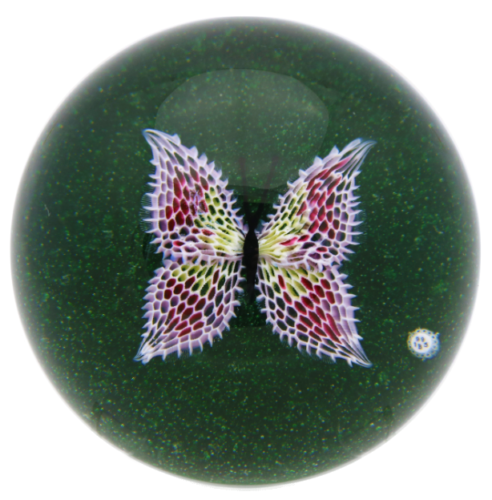 Captivating BACCARAT Pink BUTTERFLY Glass PAPERWEIGHT