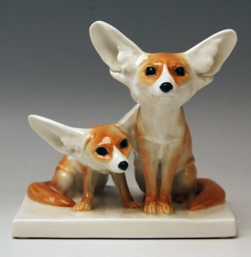 MEISSEN TIER FIGUR マイセン DIE WÜSTENFÜCHSE THE FENEC FOXES OTTO PILZ MNR: X142