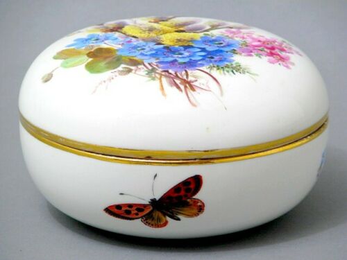 Meissen Art Deco große Deckeldose mit Braunsdorf Malerei Insekten & Goldrand マイセ