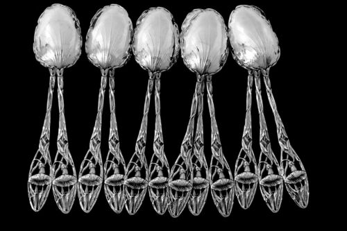 Canaux Masterpiece French Sterling Silver Tea Coffee Spoons Set 12 pc