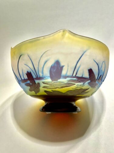 エミールガレ　睡蓮の花と池の風景紋コンポート