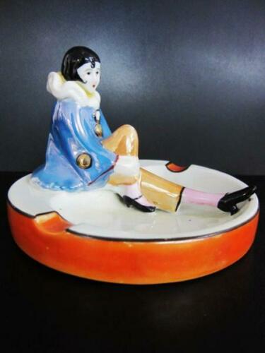 Noritake pottery Clown Deco ashtray collection antique 10.5cm 1920s Red