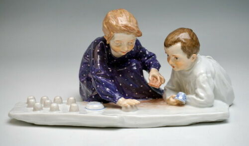 ANTIKE MEISSEN FIGUR マイセン HENTSCHELKIND 2 KINDER SANDFORMEN MNR: W165 UM 1906