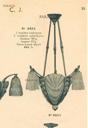 DEGUÉ & JAMAIN : FRENCH 1930 ART DECO CHANDELIER ....... lamp muller era France