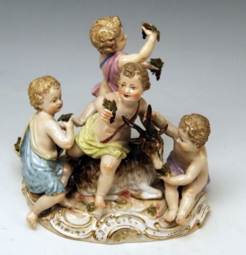 MEISSEN FIGUR GRUPPE DER HERBST PUTTEN MIT GEISSBOCK THE AUTUMN MNR:2499 UM 1860
