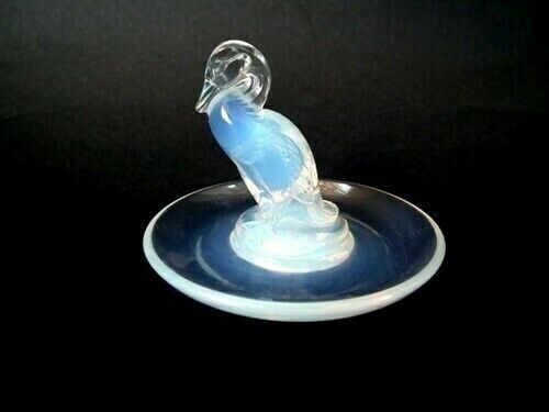 René Lalique Opalescent Verre 'Canard (Canard T-Shirt Cendrier Rond / Cendrier
