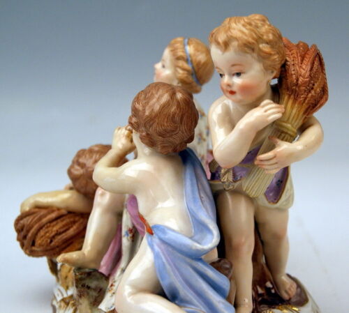 MEISSEN JAHRESZEITEN FIGUR GRUPPE SOMMER 4 AMORETTEN SUMMER 4 CHERUBS UM 1860