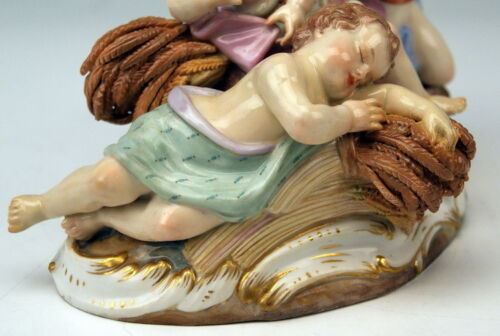 MEISSEN JAHRESZEITEN FIGUR GRUPPE SOMMER 4 AMORETTEN SUMMER 4 CHERUBS UM 1860