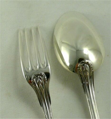 Puiforcat Model IN Laurel 6 Cutlery for Dessert/Dessert Solid Silver Minerve