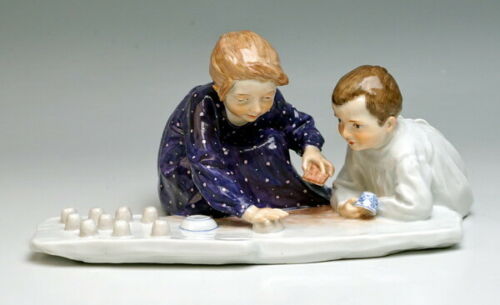 ANTIKE MEISSEN FIGUR マイセン HENTSCHELKIND 2 KINDER SANDFORMEN MNR: W165 UM 1906