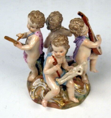 MEISSEN FIGUR AMORETTEN ALLEGORIE DER KÜNSTE CHERUB ALLEGORY OF THE ARTS UM 1860