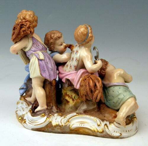MEISSEN JAHRESZEITEN FIGUR GRUPPE SOMMER 4 AMORETTEN SUMMER 4 CHERUBS UM 1860