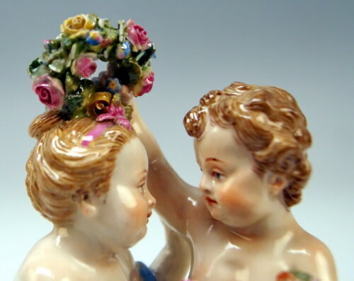 邁森 MEISSEN マイセン FIGUR 2 TANZENDE PUTTEN AMORETTEN 2 CHERUBS MNR: 2991 UM 1860