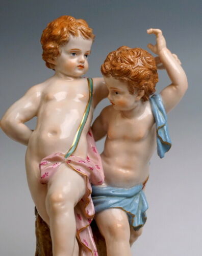 邁森 MEISSEN マイセン FIGUR 2 TANZENDE PUTTEN AMORETTEN 2 CHERUBS MNR: 2516 UM 1860