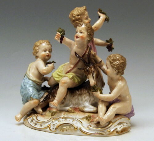 MEISSEN FIGUR GRUPPE DER HERBST PUTTEN MIT GEISSBOCK THE AUTUMN MNR:2499 UM 1860