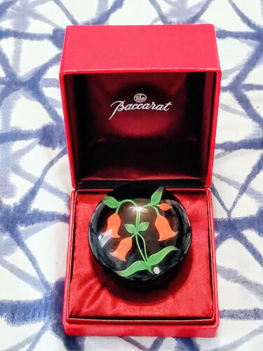 Crystal BACCARAT Red FLOWER Art Glass PAPERWEIGHT 1983' Limited EDITION
