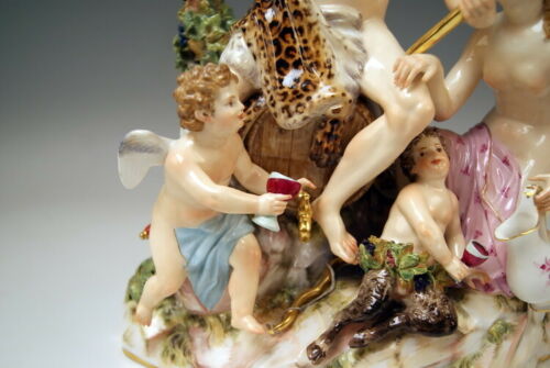 マイセン MEISSEN 邁森 GRUPPE BACCHUS NYMPHE GEFLÜGELTER PUTTO SATYR NR: C35X UM 1860
